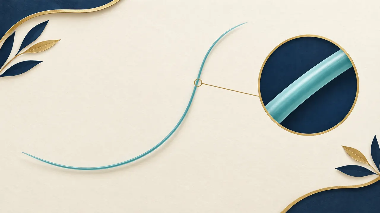 Educational illustration of a curved thread with a magnified detail, without product packaging